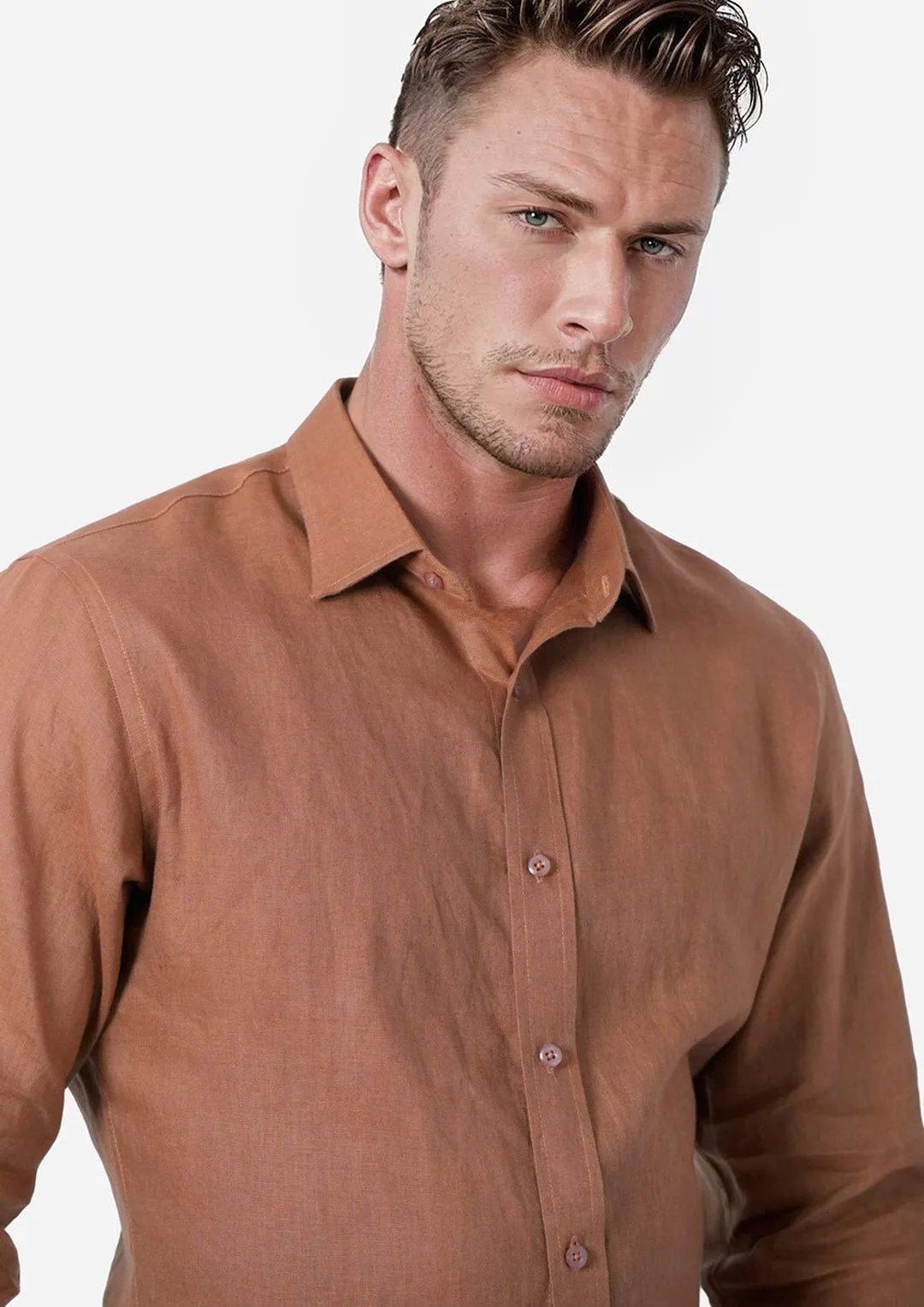 Amber Brown Linen Shirt