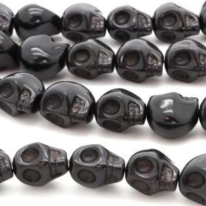 Dyed Howlite Skull Beads Black - 35cm Strand
