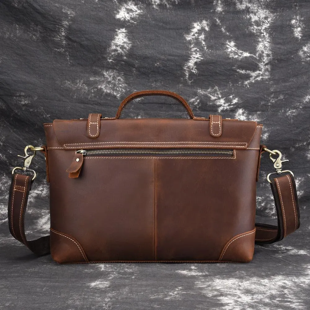 Vintage Leather Men's Shoulder Briefcase