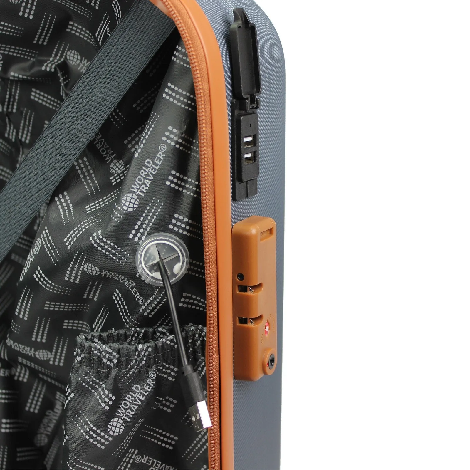 World Traveler Garland Hardside 3-Piece Luggage Set With USB Port